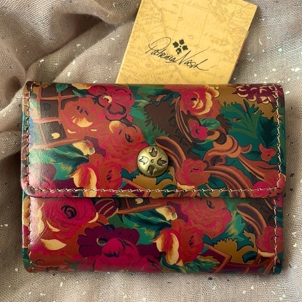 Brand New Patricia Nash Genuine Leather Rustic Nature Chianni Card Holder Wallet